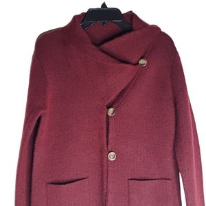 Fenn Wright Manson Maroon 2 button Cardigan M convertible collar